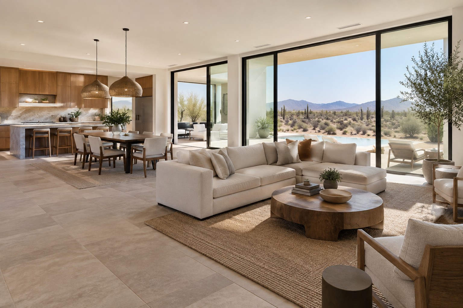 A bright Coachella Valley home interior, illustrative